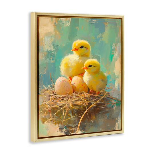 Stupell Industries Easter Chicks & Eggs Floating Frame Wall Art